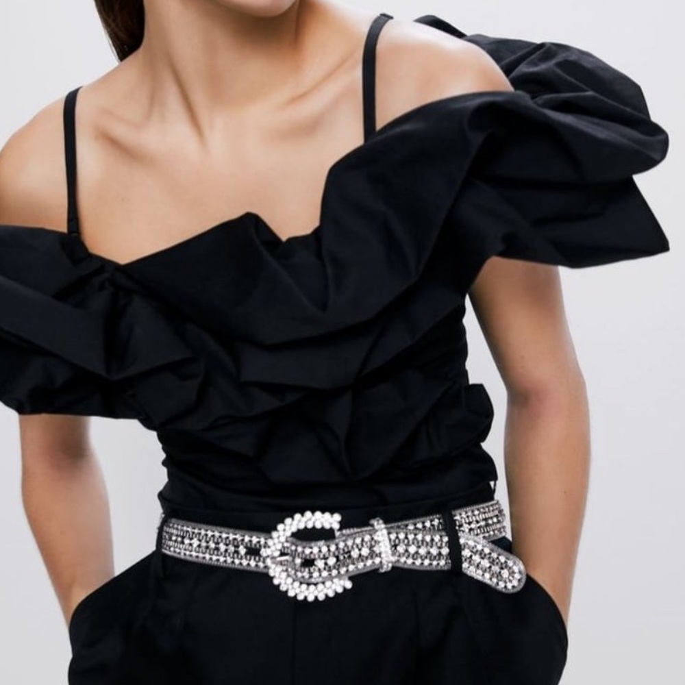 NEW Zara Rhinestone Jewel Metal Belt